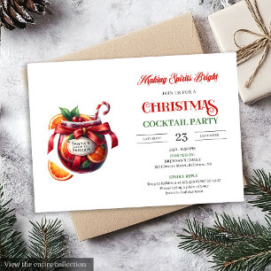 Elegant sangria Christmas cocktails party invite