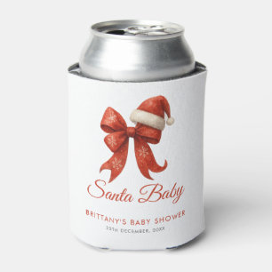 Elegant Santa Baby Shower Red Bow Christmas Can Cooler