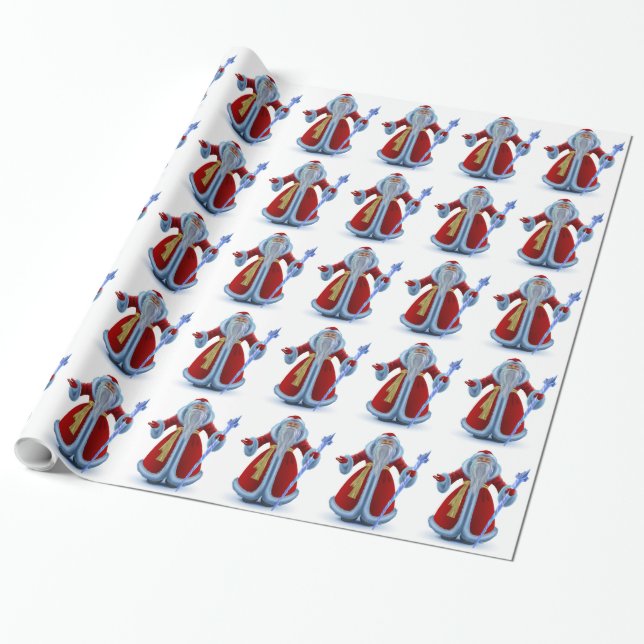 Elegant Santa Christmas Gift Wrapping Paper (Unrolled)