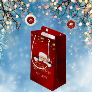 Elegant Santa Claus Merry Christmas Small Gift Bag