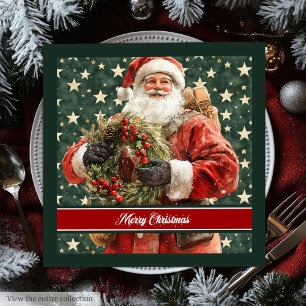 Elegant Santa Claus Watercolor Christmas Napkins