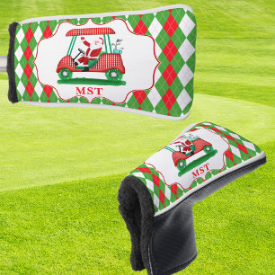 Elegant Santa Golf Christmas Monogram Golf Head Cover