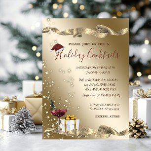 Elegant,Santa Hat,Cocktail Christmas Invitation