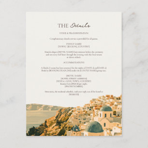 Elegant Santorini Caldera Greek Wedding Details Enclosure Card