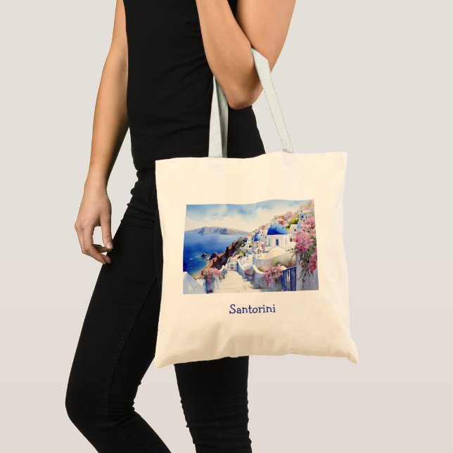 Elegant Santorini Greece Scenic  Tote Bag (Front (Product))