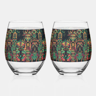 Elegant Sapphire "Ancestral Paradigm" 16oz Wine Gl Stemless Wine Glass