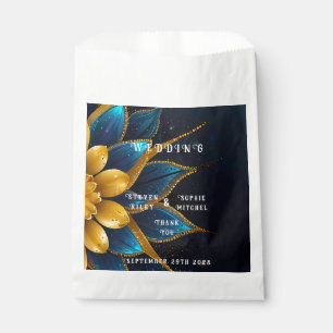 Elegant Sapphire and Gold Floral Wedding Favour Bag