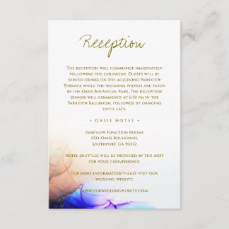 Elegant Sapphire Blue Orange Gold Wedding Enclosure Card