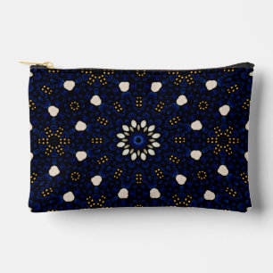 Elegant Sapphire Blue & Pearl Abstract Dot Art Accessory Pouch