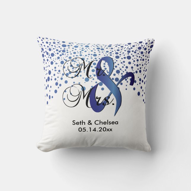 Elegant Sapphire Dots | Wedding | Personalise Cushion (Front)