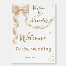 Elegant Satin Bow Wedding Welcome Sign