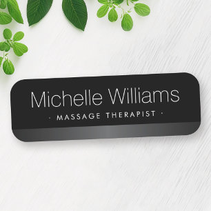 Elegant satin gray border black name tag