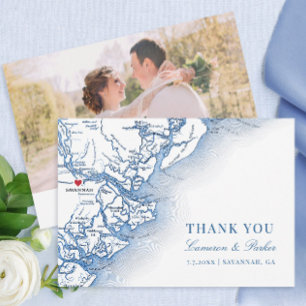 Elegant Savannah Georgia Wedding Photo Flat  Thank You Card