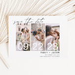 Elegant Save the Date 3 Photo Invitations<br><div class="desc">Budget Modern and Elegant Landscape Horizontal Three (3) Photo Save the Date Wedding with hand lettered script typography. The save the date invitation magnet includes script typography and chic and simple design that you can add your customised engagement photograph picture to.</div>