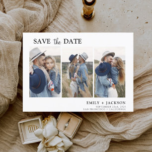 Elegant Save the Date 3 Photo Simple