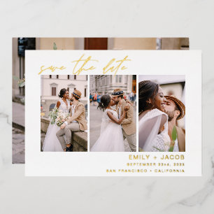 Elegant Save the Date 4 Photo Minimalist Gold