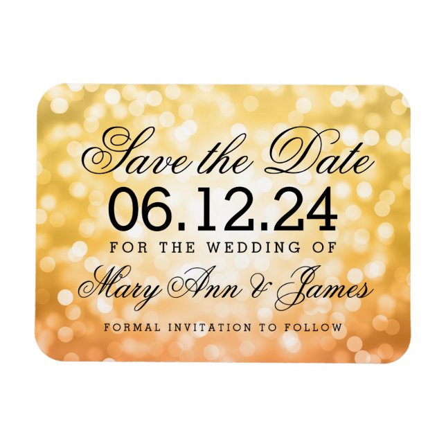 Elegant Save The Date Autumn / Fall Glitter Lights Magnet (Horizontal)