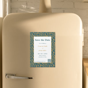 Elegant Save The Date Aztek Gold Foliage Outline Magnetic Invitation