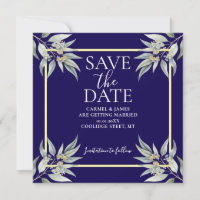 Elegant Save The Date Boho Eucalyptus Leave