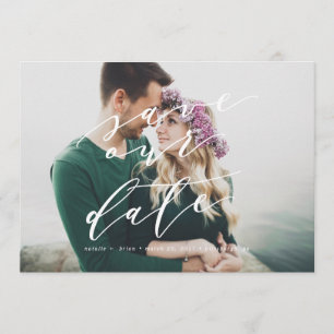 Elegant Save the Date calligraphy photo card