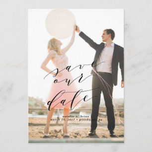 Elegant Save the Date calligraphy photo card