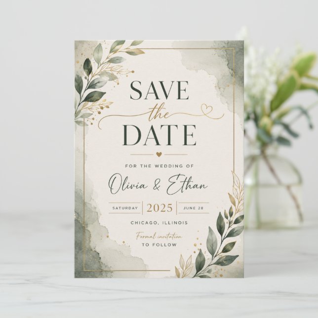 Elegant save the date card (Standing Front)