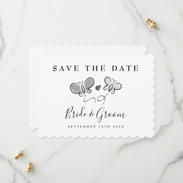 Elegant save the date cards for spring wedding (Front/Back In Situ)