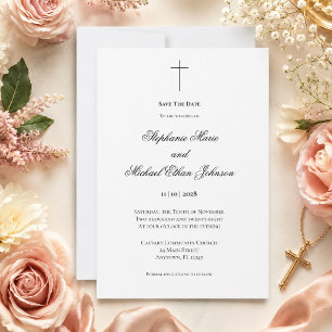 Elegant Save The Date Christian Cross Church Invitation