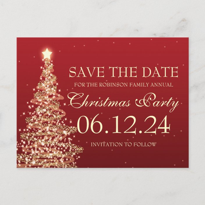 Elegant Save The Date Christmas Party Red Announcement Postcard ...