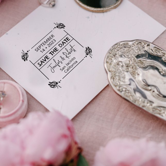 Elegant Save the Date Couple  Rubber Stamp (Creator Uploaded)