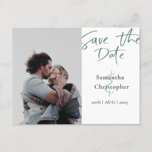 Elegant Save the Date Elegant Script Photo Collage Announcement Postcard