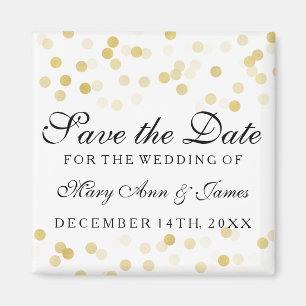 Elegant Save The Date Gold Foil Glitter Lights Magnet
