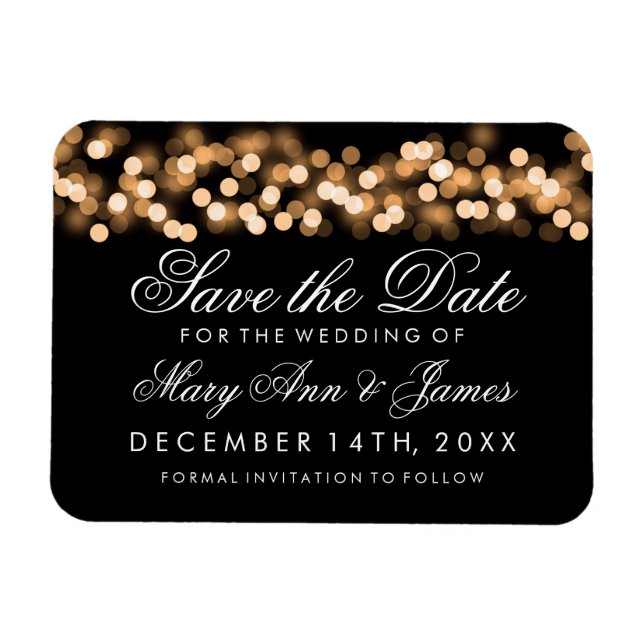 Elegant Save The Date Gold Hollywood Glam Magnet (Horizontal)