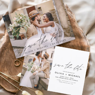 Elegant Save the Date Handwritten Photo Minimalist