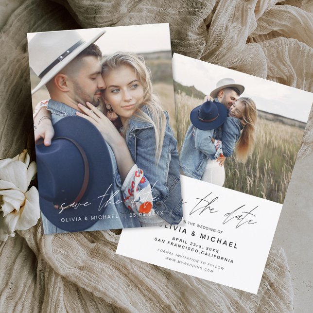 Elegant Save the Date Handwritten Wedding Photo (Creator Uploaded)