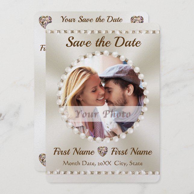 Elegant Save the Date Invitations, Customisable Invitation (Front/Back)