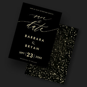 Elegant Save The Date Luxury Black Gold   Invitation