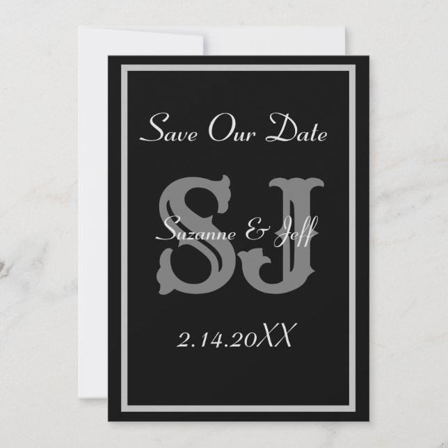 Elegant Save The Date Monogram Wedding  Invitation (Front)