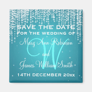Elegant Save The Date Night Dazzle Blue Magnet