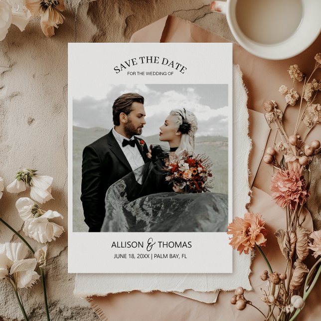 Elegant Save the Date Photo QR Code Wedding Invitation (Save time and reduce wedding planning stress with this QR code Save the Date card.)