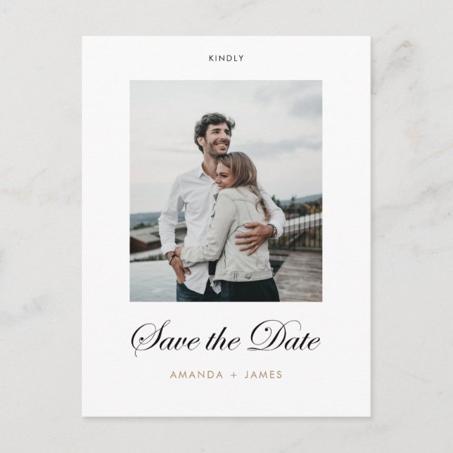 Elegant Save the Date Postcards with Custom Photo (Front)