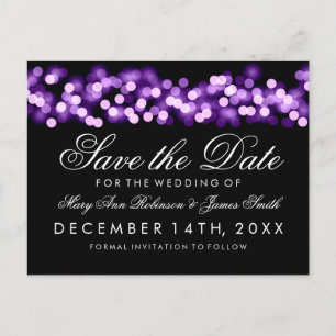 Elegant Save The Date Purple Hollywood Glam Announcement Postcard