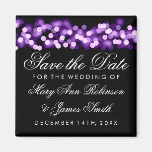 Elegant Save The Date Purple Hollywood Glam Magnet