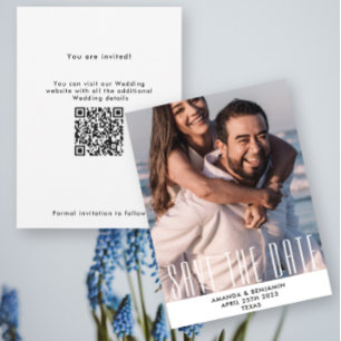Elegant Save The Date QR Code Photo Wedding