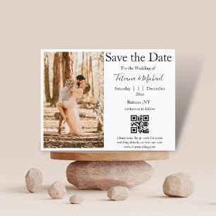 elegant save the date qr code photo wedding announcement postcard