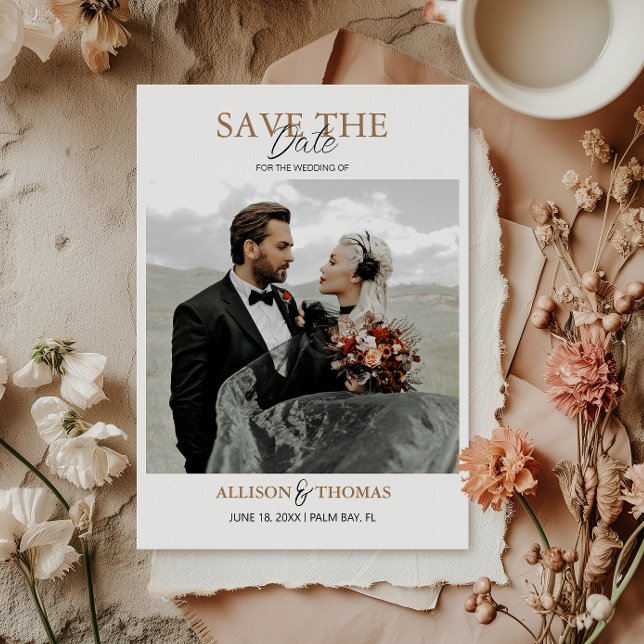 Elegant Save the Date QR Code Photo Wedding Invitation (Save time and reduce wedding planning stress with this QR code Save the Date card.)