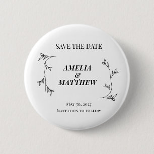 Elegant Save the Date Round Button Pin