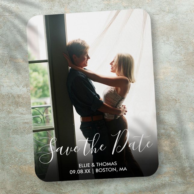 Elegant Save the Date Script Photo Wedding Magnet (Elegant Save the Date Script Photo Wedding Magnet)