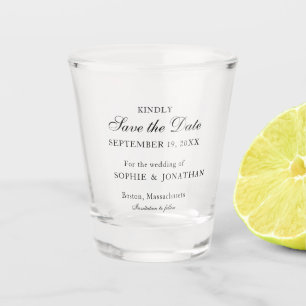 Elegant Save the Date Shot Glass