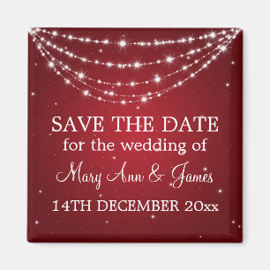 Elegant Save The Date Sparkling Chain Red Magnet